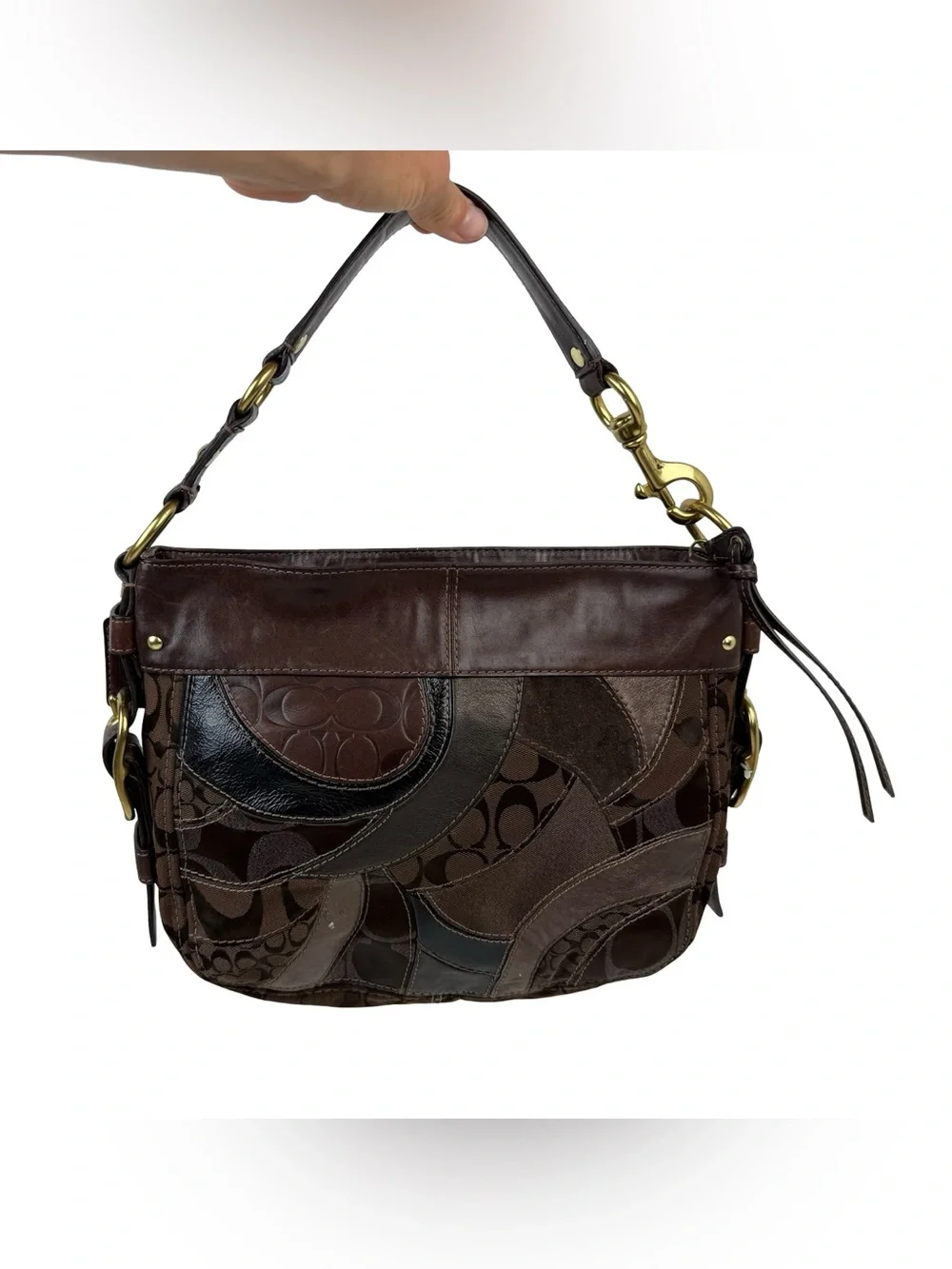 COACH Zoe Patchwork Mosaic Leather Hobo Shoulder Bag Handbag Y2K Purse 13515